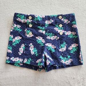 Janie and Jack Cotton Navy Floral Button Front‎ Shorts